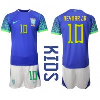 Maglie da calcio Brasile Neymar Jr #10 Seconda Maglia Bambino Mondiali 2022 Manica Corta (+ Pantaloni corti)